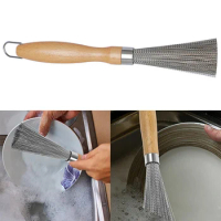 Premium Stainless Steel Pan Cleaning Brushes Iron Skillet Scrubber For Cast Iron Skillet Cleaning Dishes Pots Stoves