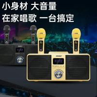 ✿維美✿ 攜帶式麥克風K歌藍芽音響(黑色、金色 兩色可選) 無線藍牙音箱 家庭卡拉OK