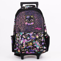 Smiggle Australia Black Cat กระเป๋านักเรียนเด็กพร้อมความจุขนาดใหญ่ออกแบบไหล่คู่น้ําหนักเบาพิเศษเพื่อ