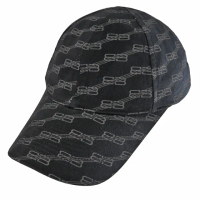 【Balenciaga 巴黎世家】新版經典雙B LOGO緹花棉質個性遮陽帽棒球帽(黑)