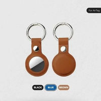 TRIPLEDI Case For AirTag Shockproof PU Leather TD4701 Cover Keychain Protective GPS Tracker Location