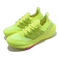 adidas 慢跑鞋 UltraBOOST 21 襪套式 男鞋 愛迪達 緩震 馬牌輪胎大底 穿搭 螢光綠 粉 FY0848