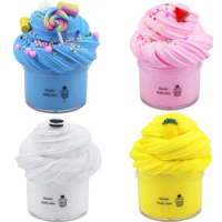 4pcs Colorful Mixing Cloud Slime Kits Plastilina Cotton Candy Slime Soft And Non-sticky Kids Diy Modeling Clay Toy Antistress