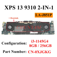 LA-J851P For Dell XPS 13 9310 CN-0XJGKG Laptop Motherboard Mainboard XJGKG With I3-1145G4 CPU 8GB RAM 256GB SSD 100%TEST