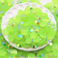 Light green AB Resin Jelly 14 facets 2,3,4,5,6mm Flatback Rhinestone Decorations for Phones Bags Shoes DIY Accessories