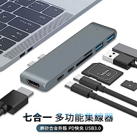 ANTIAN Type-C 七合一多功能轉接器 HUB充電傳輸集線器 USB3.0擴展塢 Macbook HDMI轉換器 M3 mac air 轉接頭