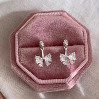 dot silver bow - morning.earrings