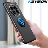 KEYSION Shockproof Matte Case for Huawei Mate 50 Pro Soft Silicone Metal Ring Stand Phone Back Cover for Huawei Mate 40 30 Pro