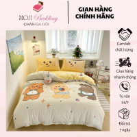 [MOJI ] Bộ Chăn Ga Gối 4 Món Cotton Đũi , Dùng 4 Mùa , Chất Liệu Mềm Mịn , Thoàng Mát , Thấm Hút Mồ 