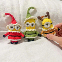 Yarn Knitting DIY Kit Finished Product Christmas Minion Keychain Doll Handmade Milk Cotton Bag Penda