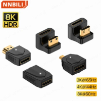 8K 4K 60Hz P UHD DisplayPort to HDTV Adapter U shape Male to Female DP To HDM Adapter Converter For Computer TV NNbili