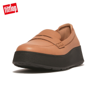 【FitFlop】F-MODE LEATHER FLATFORM PENNY LOAFERS 厚底樂福鞋-女(拿鐵棕褐色)