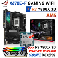 ASUS ROG STRIX X670E-F GAMING WIFI Motherboard Ryzen 7 7800X 3D CPU Kingston RAM 6000MHz 32GB RGB Combo Kit New