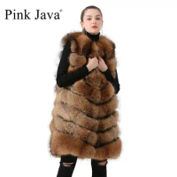 pink java QC19082 New arrival hot sale long model natural real raccoon fur vest gilet women girls high quality