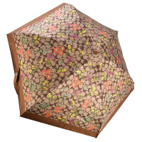COACH 經典滿版C LOGO花卉圖案抗UV折疊晴雨傘-卡其/棕咖色