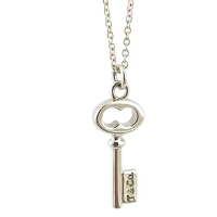 【Tiffany&amp;Co. 蒂芙尼】KEY 鑰匙造型吊飾925純銀項鍊
