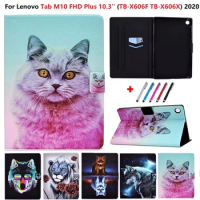 Cover For Lenovo Tab M10 FHD Plus Case 10 3 inch Lion Wolf Painted Tablet For Lenovo Tab M10 Plus tb x606x x606f Case Funda +Pen