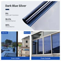 HOHOFILM Dark Blue Silver One Way Mirror Window film Reflective Architectural Film Home Office glass sticker Roll 96.5% UV Proof