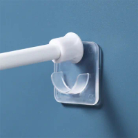 Curtain Rod Holder 2Pcs Self Adhesive Telescopic Pole Support Sticker Punch-free Household Rod Holder Crossbar Wall Hooks
