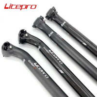 Litepro Folding Bike Carbon Fiber Seatpost 33.9mm 580mm Offset 5/25° Glossy Matte Black BYA412 Bicycle Seat Post Tube