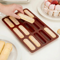 15 Cetakan Kue Silikon Berbentuk Strip Panjang yang Terhubung untuk Kue Cerutu, Kue Financier, dan K