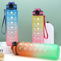 1000 ml Large Capacity Water Bottle With Scale Time Marker Sports Travel Gym Drinking Kettle Portable Fitness Water Jug