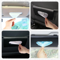 【新錸家居】汽車用面紙盒 遮陽板夾式 PU皮革 耐磨耐用(送衛生紙 多功能 紙巾口罩盒 車載可掛椅背)