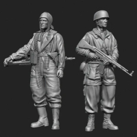 1/35 Scale Unpainted Resin Figure Paratroopers 2 figures GK figure