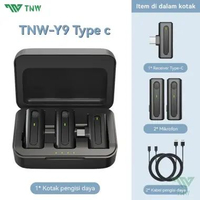 TNW-Y9 Wireless Dual Lavalier Microphone Plug & Play Lapel Mic with Charging Case Mikrofon for TikTo