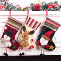 Christmas Sock Kids Candy Bag Gift Santa Claus Snowman Socks Xmas Tree Ornament Christmas Stocking Decoration for Home