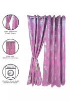 RamsHomeDecor RamsHomeDecor Single Layer Curtain / Ring Curtain / Foil Printed Curtain / Curtain Rod Type Grommets Blackout / Window Bedroom Sliding Door / Langsir Bilik Pintu Tingkap / Tirai / Langsir - Hibiscus - (54"x63") - Pink