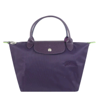 【LONGCHAMP】LE PLIAGE 紫色再生尼龍刺繡短把水餃包(紫色/小)