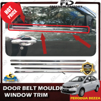 (4 Pieces/Set)PERODUA BEZZA CHROME Door Belt Moulding / Window Trim Lining / Chrome Tepi Cermin Pint