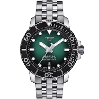 TISSOT 天梭 官方授權Seastar 海星300米潛水機械錶(T1204071109100)綠