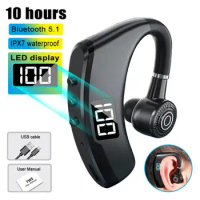 V9 Pro Wireless Bluetooth Headset Bass Stereo LED Smart Display Business Handsfree Ear Hook Earphones With Microphone for Xiaomi