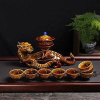 全城熱賣 - 陶瓷茶具套裝懶人防燙窯變帆船自動泡茶器一帆風順辦公室茶壺家用黃金錢豹普通裝