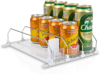 Soda Can Dispenser for Refrigerator - 3 Row Automatic Pusher Glide Fridge Bottle Rack Drink Organize