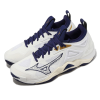 Mizuno 排球鞋 Wave Momentum 3 男鞋 白 海軍藍 羽球鞋 緩衝 室內運動 美津濃 V1GA2312-43