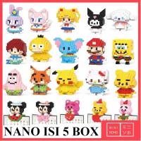Nano Block Isi 5 Pcs Random Bricks Mini Edukasi Anak DIY Karakter Kartun Mainan Balok Susun COD