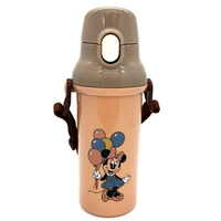 小禮堂 迪士尼 米妮 兒童彈蓋直飲水壺  480ml Ag+ (棕粉氣球款)