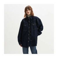 【LEVIS 官方旗艦】女款 XL版牛仔襯衫外套 / 原色 / 質感珍珠釦 熱賣單品 A3364-0000