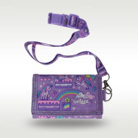 Australia Smiggle Original Children's Wallet Girl Cute Kawaii Messenger Bag Purple Unicorn Storage Bag 5 Inches
