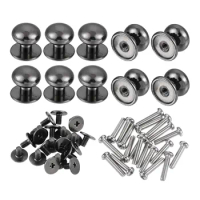 Uxcell 20pcs 12mm Head Dia. Round Knobs Pull Handle Zinc Alloy for Drawer Pulls Gift Box Cabinet Door Knobs with Screw Black