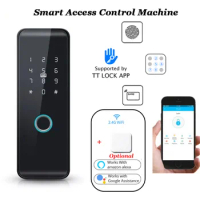 12V TTLOCK Smart Access Control Machine Fingerprint Password Card Unlock Use with Exit Switch Electric Lock Bluetooth Open Door