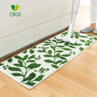 【日本OKA】PLYS base綠植印花毛絨止滑廚房地墊-45x120cm-2色可選(地毯/絨毛腳踏地墊/防滑地墊/止滑地墊)