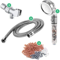 Original High Pressure Handheld Shower Head with Hose Wall Adapter and Replacement Beads for Hard Water, 3 Spray Settings