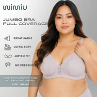 Wimiu BH Bra Jumbo Wanita Tanpa Kawat Cup C D Jumbo Motif Depan Brukat Bunga Beha Besar Woman Women 
