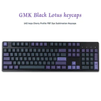 142 Keys GMK Black Lotus Keycaps Cherry profile PBT Dye Sublimation Mechanical Keyboard Keycap For MX Switch 60/64/87/96/980/104