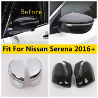 Rearview Mirror Caps Decoration Cover Trim ABS Chrome / Carbon Fiber Look Exterior For Nissan Serena 2016 - 2020 Accessories