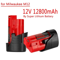 for 12V Milwaukee Battery 12.8Ah Compatible with Milwaukee M12 XC 48-11-2410 48-11-2420 48-11-2411 12-Volt Tools Battery